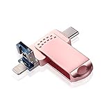 【Weitgehend kompatibel】 - Dieses multifunktionale Flash-Laufwerk verfügt über 3 verschiedene Steckplätze. Kompatibel für iPhone / Android / Windows, z. B. iOS-Smartphone, USB und Typ C für Computer, Mobiltelefone, Tablets, universelle Kompatibilität Datenübertragung