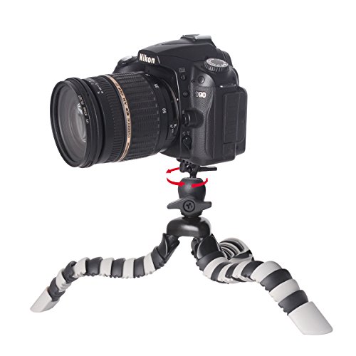 Mini trípode del Pulpo Flexible Trípode al Aire Libre Trípode de Escritorio Trípode portátil Soporte Kickstand Soporte para Cuna Selfie Trípode con Clip para teléfono móvil etc (Ancho máximo: 100mm)