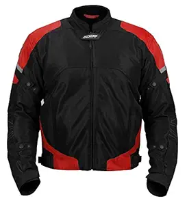 Pilot Motosport Men's Direct Air Mesh Motorcycle Jacket (V3) (Red, Medium)