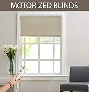 Deco Window Automatic/Motorized Jacquard Corded Blackout Roller Blinds Windows Door Curtains with Remote (38