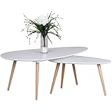 Wohnling WL1.697 Retro Couchtisch, 2 teilig, Scanio MDF, wei&szlig; matt