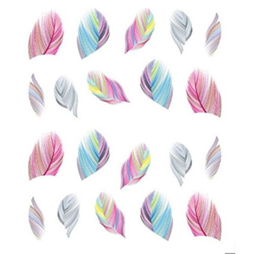 1 Blatt Feder 3D Nail Art Water Decal Aufkleber Tipps Feather Dekoration - 2