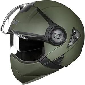 Studds DOWNTOWN Flip Off Full Face Helmet (Military Green, x-large)