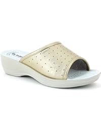 INBLU - Zapatillas de estar por casa de piel sintética para mujer gris Platino 20