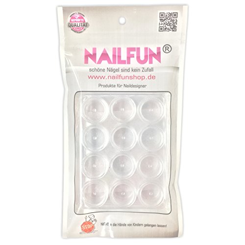 12 x Nailart Döschen Dosen Tiegel (leer) transparent mit Schraubverschluss in Nailartbox - 4