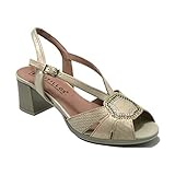  Pitillos - Sandalia con pedrería tacón Medio Pitillos 5560 Oro - 58137-40