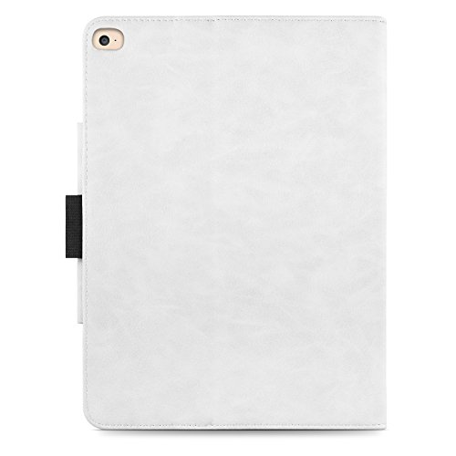 iPad Air, Air 2 & iPad 9.7″ 2017 Hülle – JAMMYLIZARD Ledertasche Smart Cover mit Standfuktion für iPad Air (5. & 6. Generation) & iPad 9.7″ 2017, WEIß & HONIG, [MIT STIFT-HALTER] - 5