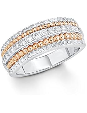s.Oliver Damen-Ring Bicolor 925 Silber teil-rosévergoldet Zirkonia weiß