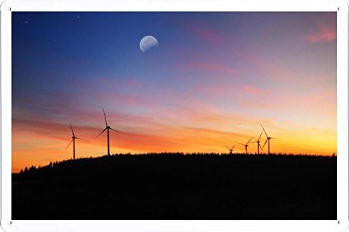 Metal Poster Tin Sign Plate Wind Turbines Field Retro Vintage Wall Décor by hamgaacaan (20x30cm)