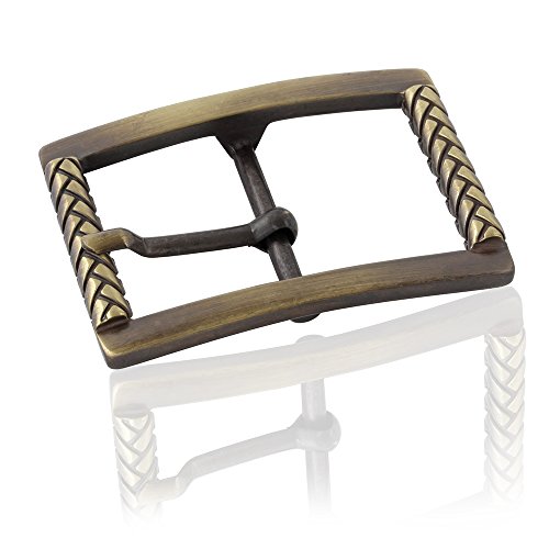 Preisvergleich Produktbild Gürtelschnalle Buckle 40mm Metall Messing Geschwärzt - Buckle Braided - Dornschliesse Für Gürtel Mit 4cm Breite - Messingfarben Geschwärzt
