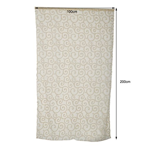 Generic 100 x 200cm Beflockung Transparente Vorhang Fenstervorhang Gardine Tüll für Fenster Balkon Haus Dekor – Beige - 6