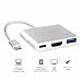 Produktbild Oumeiou USB 3.1 Typ-C zu HDMI 3-in-1 Digitaler Multiportadapter mit USB 3.0 und Typ-C-Anschluss Aluminium Typ C-Anschluss für MacBook Pro Chromebook Pixel und andere Typ C-Geräte (Silber)
