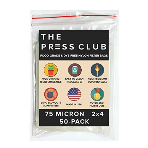 75 Micron | Premium Nylon Tea Filter Press Screen Bags | 2" x 4" | 50 Pack | Zero Blowout Guarantee | All Micron & Sizes Available