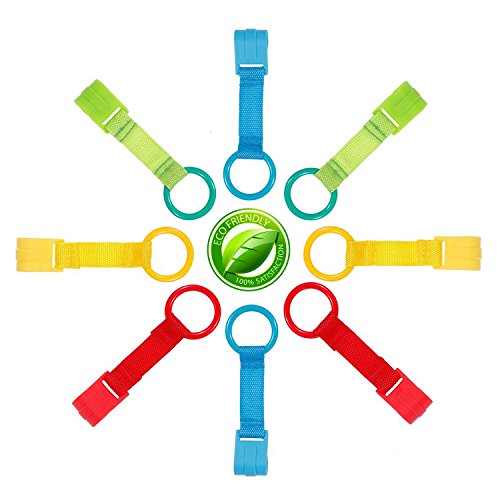 Celyc Anillas para Cunas y Parques,Ideales para ayudar al bebé a Ponerse de Pie fácilmente,8pcs,Multicolor,Cómodo y Suave