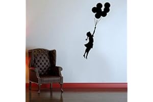 IDEAL STENCILS Banksy Volant Ballon Fille Pochoir | Réutilisable Décor Maison & Art Artisanat Peinture Pochoir - semi transparent pochoir, XXL/ 32X110CM