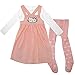 Hello Kitty Kids 3 Piece Set Baby Girls Polka Dot Dress Tights Long Sleeve Top Pink 3-6 Mnth