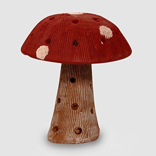 ExclusiveLane Handpainted Terracotta Garden Mushroom Showpiece (15 cm X 15 cm X 21.6 cm) (EL-021-001), Maroon and Brown, 1 Piece