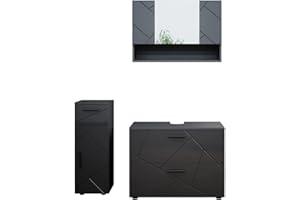 ‎VICCO Vicco Badmöbel-Set Irma, Anthrazit Hochglanz, 3 Teile, mit Schubladenschrank und Midischrank