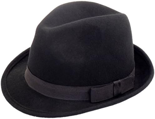 Elegant Gentlemans Traditional Felt Trilby Hat, Black