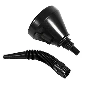 Wowobjects 2 in 1 Plastic Funnel Can Spout for Oil | Water | Fuel | Petrol | Diesel | Gasoline for Cars | Bikes | Trucks (Black) Pack of 1