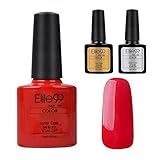 Kit de esmaltes profesional de Elite99 contiene 1 esmalte de gel de color, 1 base coat , 1 top coat, ideal para hacer manicura y pedicura.
