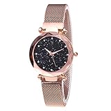 ANYIKE Frauen Quarzuhr - Magnetband Sternenhimmel Strass Freizeituhr, Elegante Wasserdichte Quarz Armbanduhr, Lady Dress Watch Freundin