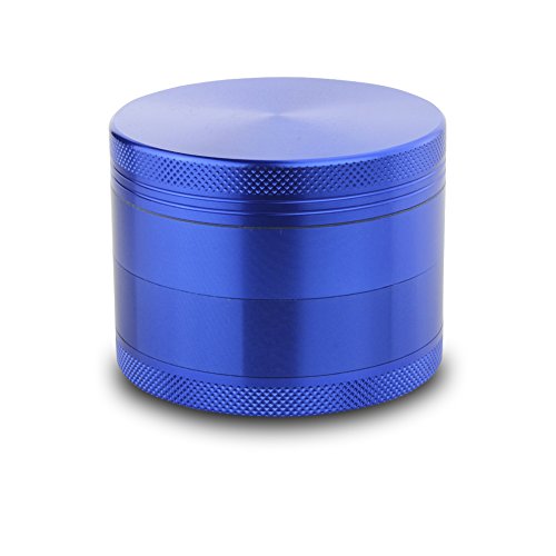 DCOU Tabakschleifer aus Aluminium Zigarettentabak, Gewürze, Kräuter Mahler mit Pollenfänger 4 Schichten Mahlwerk – Ø55mm H48mm Blau - 3