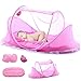 Produktbild Babyzelt Reisebett Reisebett Baby Anti Mosquito Reisebettzelt Babyzelt Faltbett mit Moskitonetz, Matratze, Baumwollkissen und Musikpaket (Rosa)