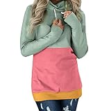 Aberimy Ausverkauf Damen Hoodie Sweatshirt Lange Ärmel Langarm Fashion Patchwork Color Block Riemchen Tuniken Bauchfrei Kapuzenpullover Casual Pullover Blusen Shirt Top