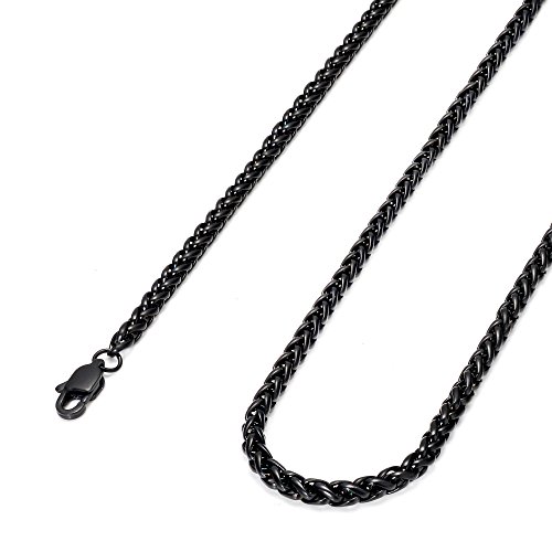 Jstyle Schmuck Edelstahl Fashion Königskette Halskette Damenkette Herrenhalskette Hals Kette Schlangenkette Farbe Schwarz für Anhänger Breit 4mm