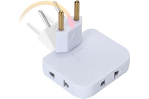 BADGE-LAW Regleta-Ladrón Enchufe Plano de 3 Tomas con Cabezal Giratorio - Diseño de Ladrón Extraplano Ideal para Espacios Reducidos - Adaptador Europeo y Americano - 250V y 10A (1)