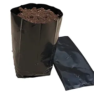 Greenbelt Nursery Bags for Plants Plastic Poly Grow Bag Plant Bag Black UV Protected Size 8x10 INCH Pack of 10 25 50 (25)