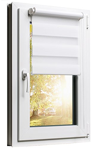 TEXMAXX Fensterrollo Duo-Rollo Sonnenschutz mit Kettenzug und Klemmfix ohne bohren in WEISS, Leisten in Weiss – 80 x 150 cm – inkl. Zubehör - 4