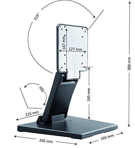 Standfeste Halterung für Touchscreens, POS und PC Monitore / 10“- 22“ Zoll / verstellbar / Metallplattengerüst / hohes Eigengewicht / VESA 100 & 75 / Tischhalterung / Display Ständer - 2