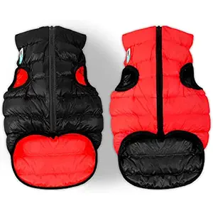 Lightweight Reversible Winter Dog Coat - Warm Dog Jacket - Water Resistant Windproof - Insulated Dog Apparel for Small, Medium & Large Dogs - Comfortable Dog Puffer Vest - S 30- Black Red