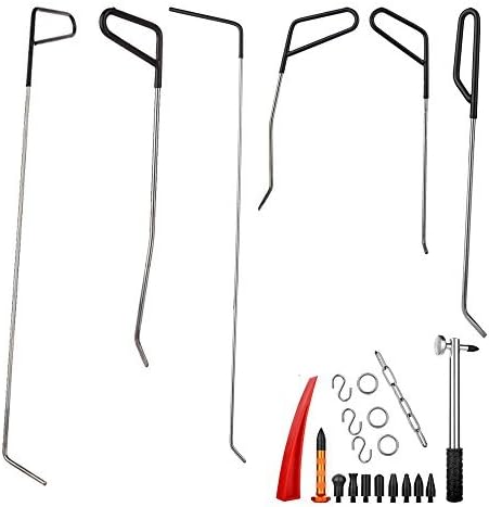 WcaroÃ?Â® Automotive Paintless Dent Repair Tools Kit Dent Remover PDR Hail Repair Tool Metal Tap Down PDR Rods(C1-C6) by Wcaro