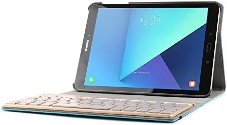 Samsung Galaxy Tab S3 Keyboard case, Dingrich Premium Slim Galaxy Tab S3 9.7 inch PU Leather Protective Case Smart Cover With Auto Sleep/Wake Up Flip Folio Stand Case Shell Aluminium Backlight Magneti (Blue)