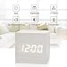 Produktbild fomobest LED Wecker Wiederaufladbar Holz Tischuhr Klein Cube Datum/Temperatur Anzeige Digital Wecker Weiß