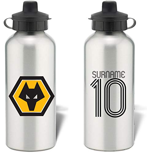 Wolverhampton WanderersWolverhampton Wanderers Personalised 'Retro Shirt' design Sports Water Bottle FC fans - 600ml Silver Aluminium Bottle