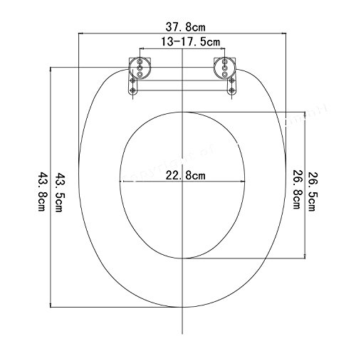 WOLTU #313 WC Sitz Toilettendeckel, MDF-Holzkern, aus Zink verchromt Scharniere, WC Deckel Toilettenbrille (WS2644 VIP II) - 6