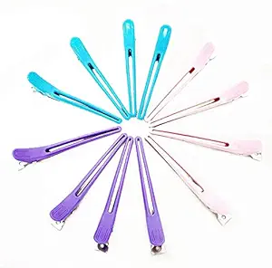 Foreign Holics Multicolored Section Clips for Hair Styling Light Colors12 Pcs, Black)