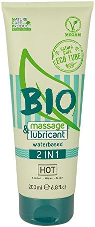 HOT BIO Personal Lubricant & Massage Gel - Massage Lube Water Lubricant Sex Gel for Couples - 2-in-1 Organic Lubricant Water Based Lube for Sex & Massage, Vegan, Paraben Free, Made in Germany, 200 ml