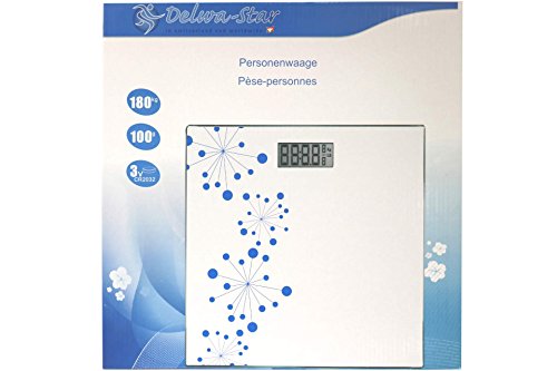 Personenwaage digital weiß mit Sternen 30x30cm Körperwaage Waage Batteriebetrieb - 6