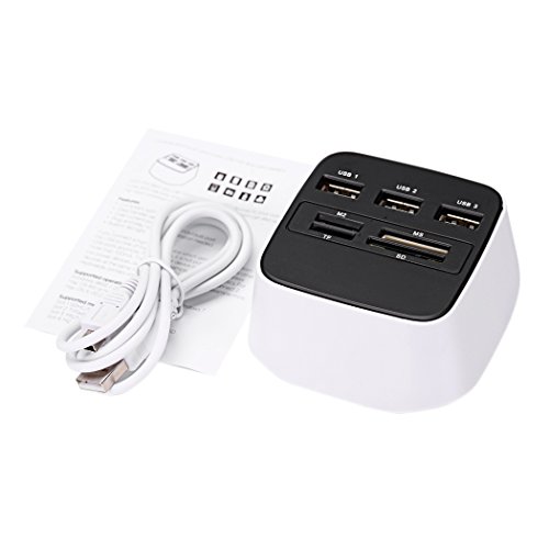 MOKE Neue 3-Port USB 2.0 Hub & Multiple Kartenleser für M2 / MS / TF / SD mit LED-Licht - 7