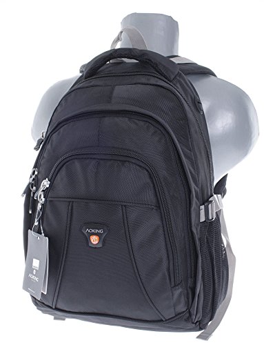 RUCKSACK mit Laptopfach HN2451 Schulrucksack Freizeitrucksack Sportrucksack Daypack groß Nylon 47cmx30cmx20cm (HxBxT) (Schwarz)