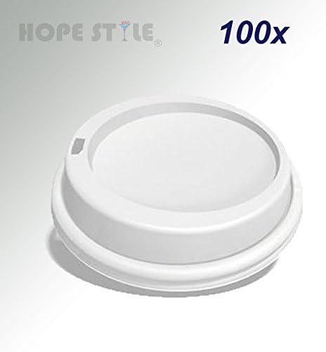 Hope Style ® White Sip Thru Plastic Lids for 12oz-16oz Coffee Paper Cups x100