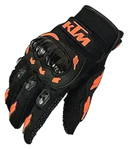 Sky Enterprises Unisex Rubber KTM Bike Riders Gloves (Orange and Black, Medium)
