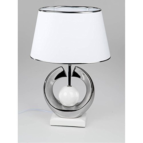 Preisvergleich Produktbild Tischlampe, Leuchte KUGEL H. 52cm weiß mit silber Keramik Formano