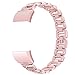Produktbild Tianya Ersatz Legierung Armbanduhr Strap Uhrenarmband aus Metall mit Kleinem Bohrer Kristallglas Smart Armband Armbanduhrband Sportuhr Schlaufengurtband für Fitbit Charge 2 (Rosa)