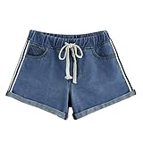 Moserian Damen Damen Mid Taille Loch Jeans Skinny Bandage Hot Pants Shorts Denim